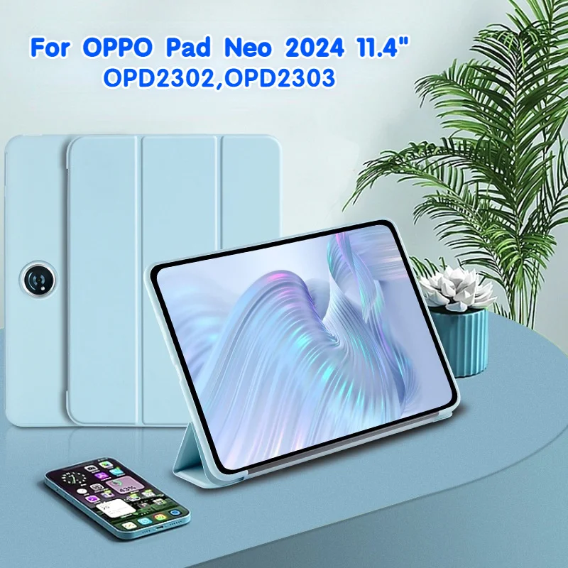 

For OPPO Pad NEO 11.4 inch 2024 OPD2302 OPD2303 Tablet Stand Pu Leather Case For Oppo Pad Neo/Air2 11.4" Silicone Protector