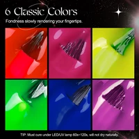 ROSALIND 6PCS Neon Glow Gel Nail Polish Set Hybrid Varnishes  Semi Permanent Top Base Coat Nail Gel Kit Need UV Lamp Nail Art 2