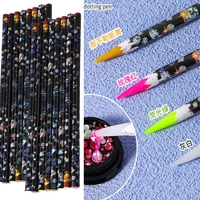 1/5/10Pcs Professional Wax Nail Dotting Pen Neon Rose red & Yellow  Picking Rhinestones Pen 22.7*0.75cm Pick Up Point Drill Pen 1