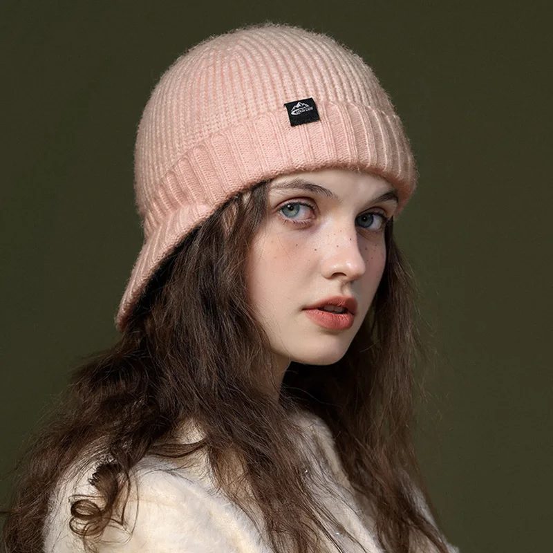 Autumn Winter Knitted Baseball Cap for Women Men Wool Short Brim Visors Fashion Keep Warm Windproof Ear Protection Knit Cold Hat 4