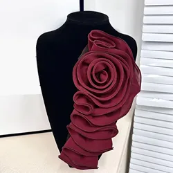 Elegant Handmade 3D Floral Applique for Wedding Dress Embellishments (X3348 Burgundy)