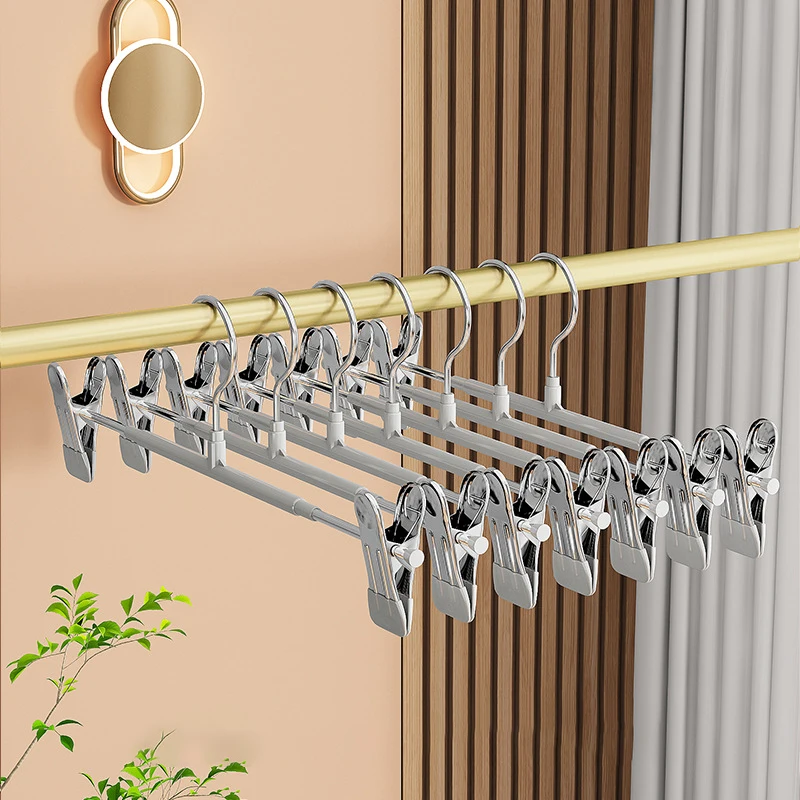 1PCS Windproof Metal Hanger For Clothes Home Pants Coat Non-slip Drying Hangers With Adjustable Clips Closets Storage Organizer 4