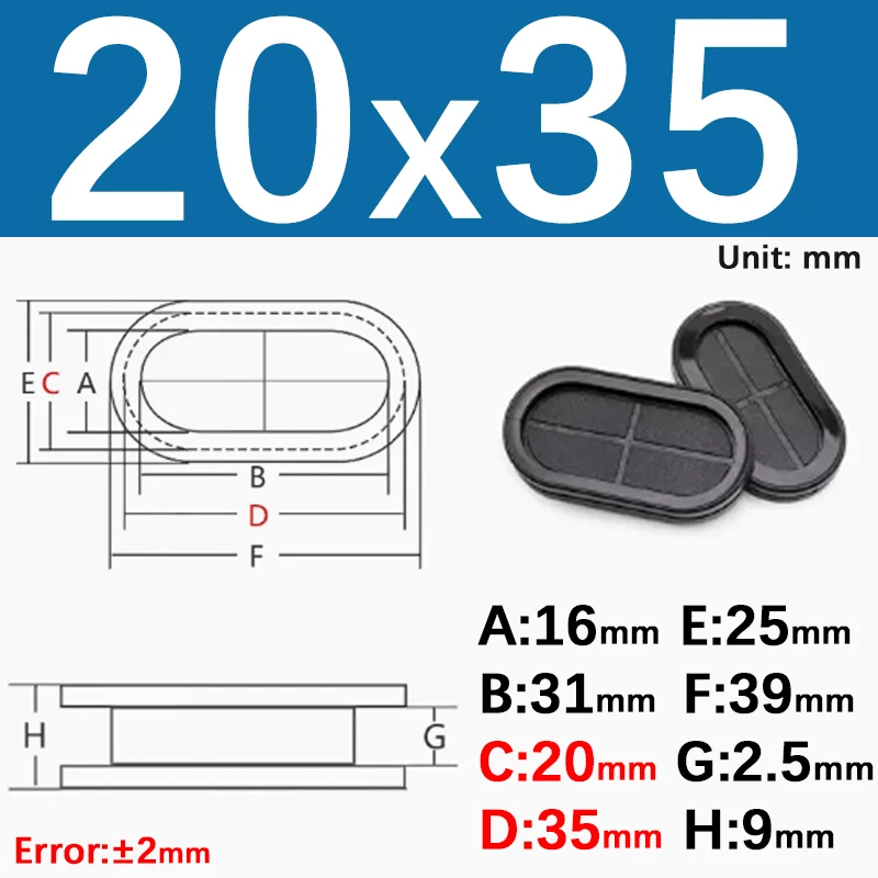 Black Round Double-Sided Protective Rubber Grommet Plug