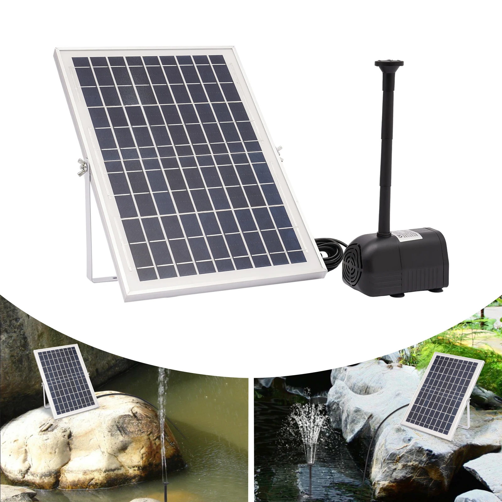 Solar-Wasserpumpe, 10 W DC, tragbare Wasserpumpe, Direktantrieb, keine Batterie, kein Stecker für Brunnen, Teich, Garten, ABS-Material, hitzebeständig – Detail 2
