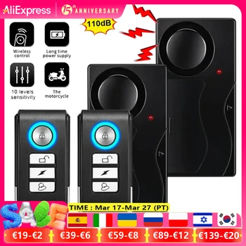 Camaroca Wireless Vibration Alarm Door And Window Anti-Theft Alarm With Remote Control 110dB Motorcycle Bicycle Security Sensors