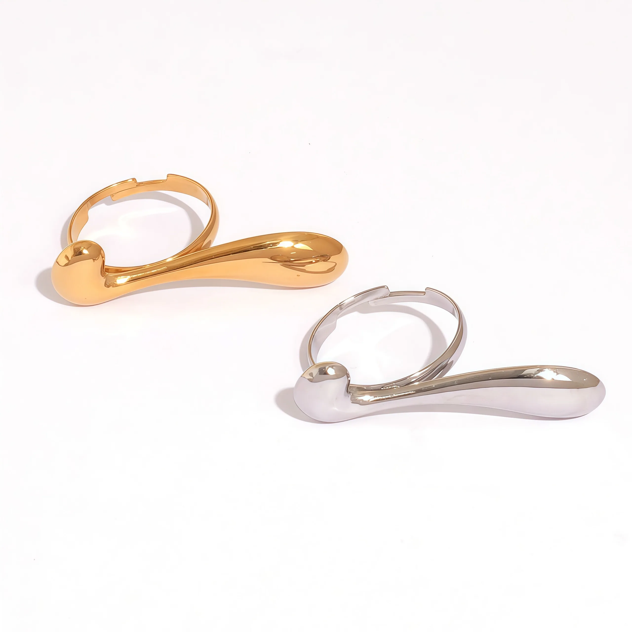 Persönlichkeit Edelstahl minimalistischer edler Ring 18 Karat vergoldet Farbe wasserdicht stilvoll einzigartiger Fingerschmuck für Frauen – Detail 8