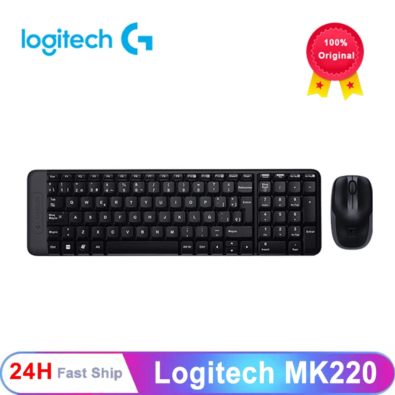 

Logitech MK220 Wireless Keyboard And Mouse Combo 11 Multimedia Shortcut Keys 1000DPI Mice USB Receiver Set Office For Laptop PC