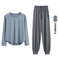 DRUR 2 pièces ensemble de course femmes survêtement léger ample à manches longues Sport chemise pantalon ensembles 2 pièces tenue de Sport vêtements de Sport vêtements de Sport 2