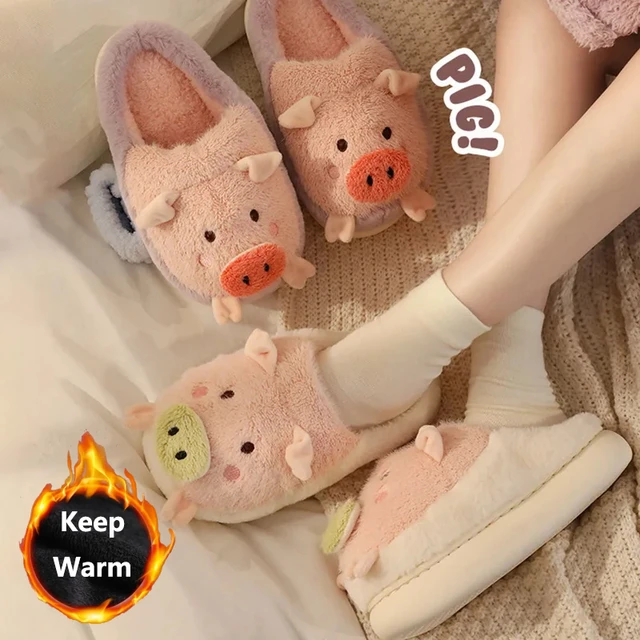 Women'S Winter Slipper Lovely Bear Pig Indoor House Slippers Chinelos  Pantufas Adulto Fashion With Fur New Home Shoes For Women - AliExpress