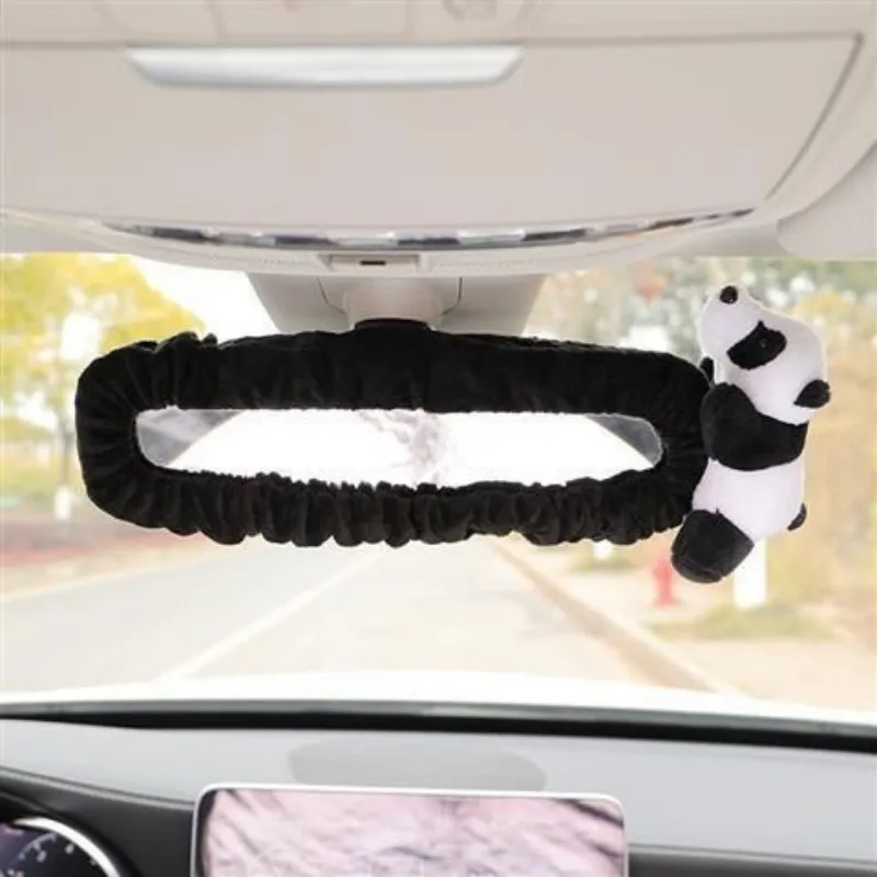 Creative Cartoon Panda Doll Rearview Mirror Cover Decoration Animal Decoration Car Rearview Mirrors Universal Car Accessories rearview mirror cover