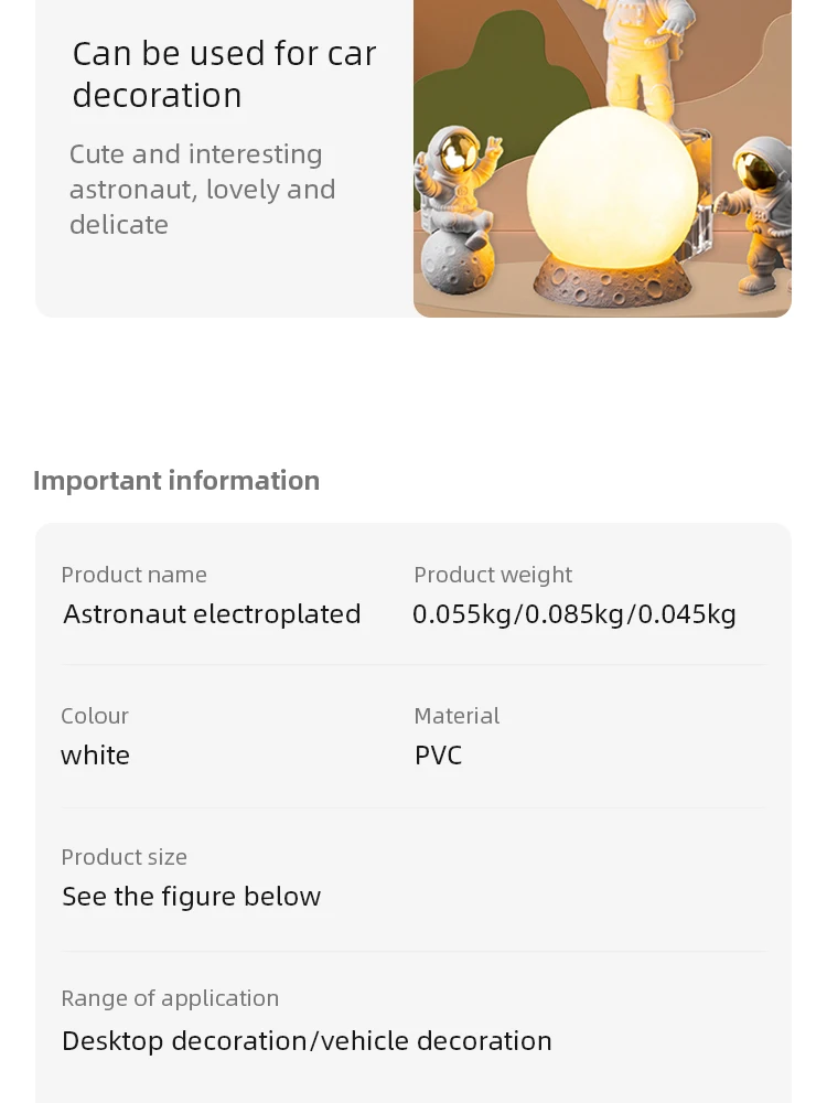 Description Picture 4 of itemAstronaut Ornament Yellow Moon Ambient Light Office Wine Cooler Decorations Modern Astronaut Desktop Ornaments Modeling