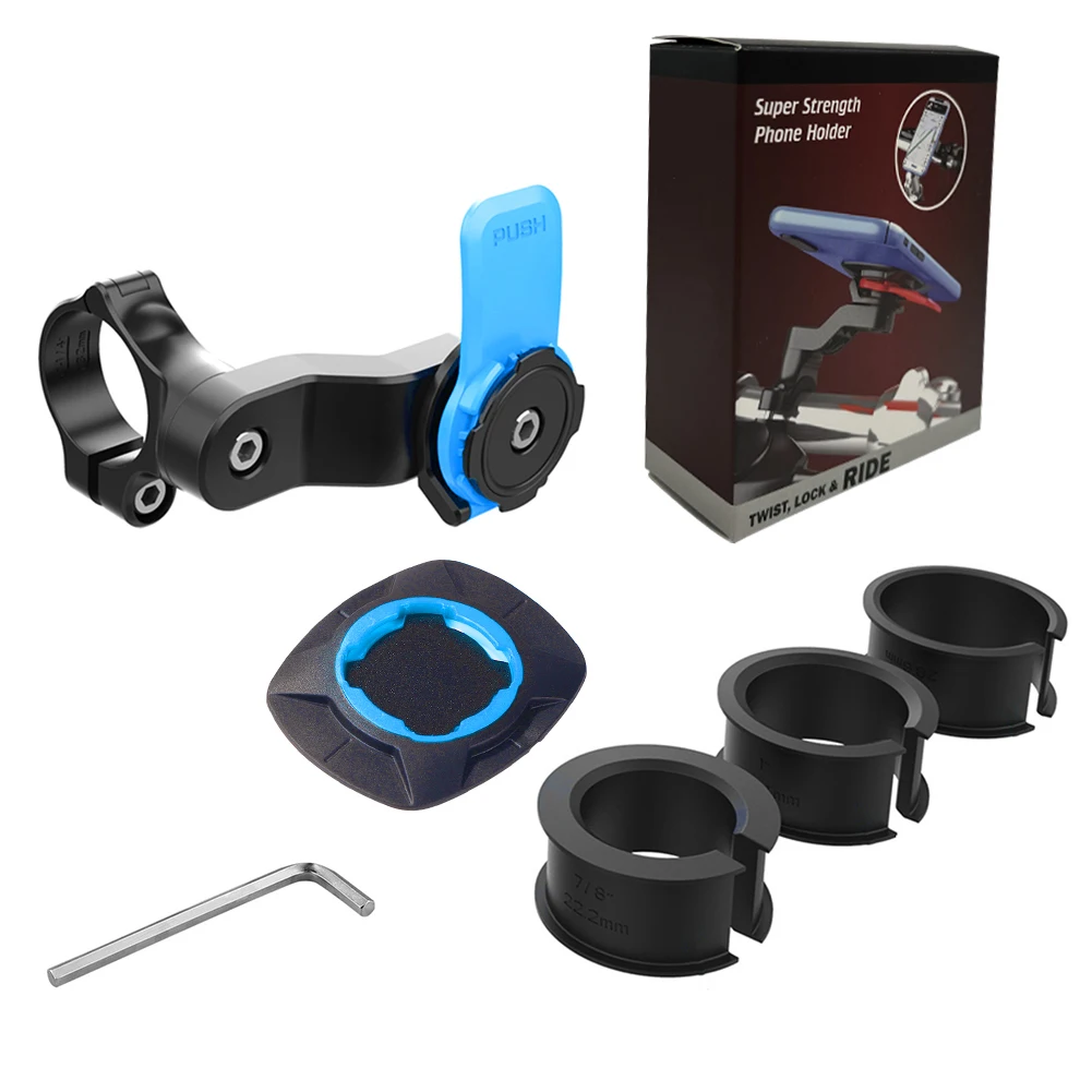 Motorcycle Bike Phone Holder Shock Absorber Quad Lock MTB Handlebar Phone Stand 360° Rotatable GPS Navigation Support Bracket