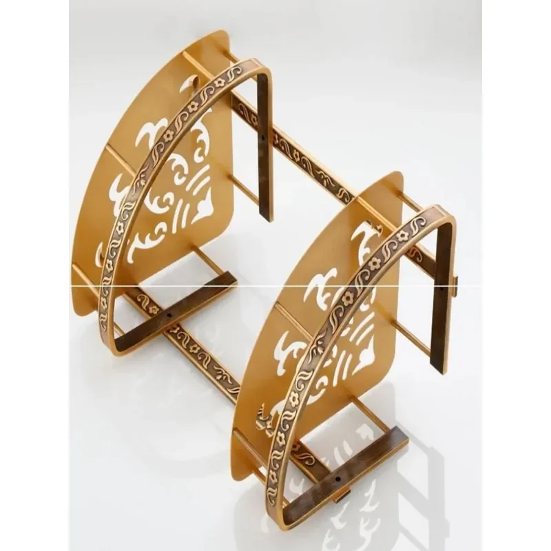 Bathroom Shelves 2 Layer Antique Metal Shower Corner Shelf Wall Mount Shampoo Storage Shelf Triangle Towel Shelf