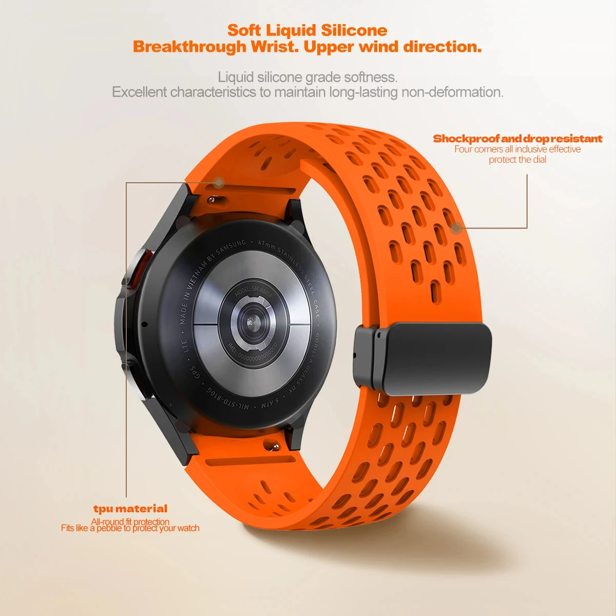 Breathable Silicone Magnetic Strap Bracelet