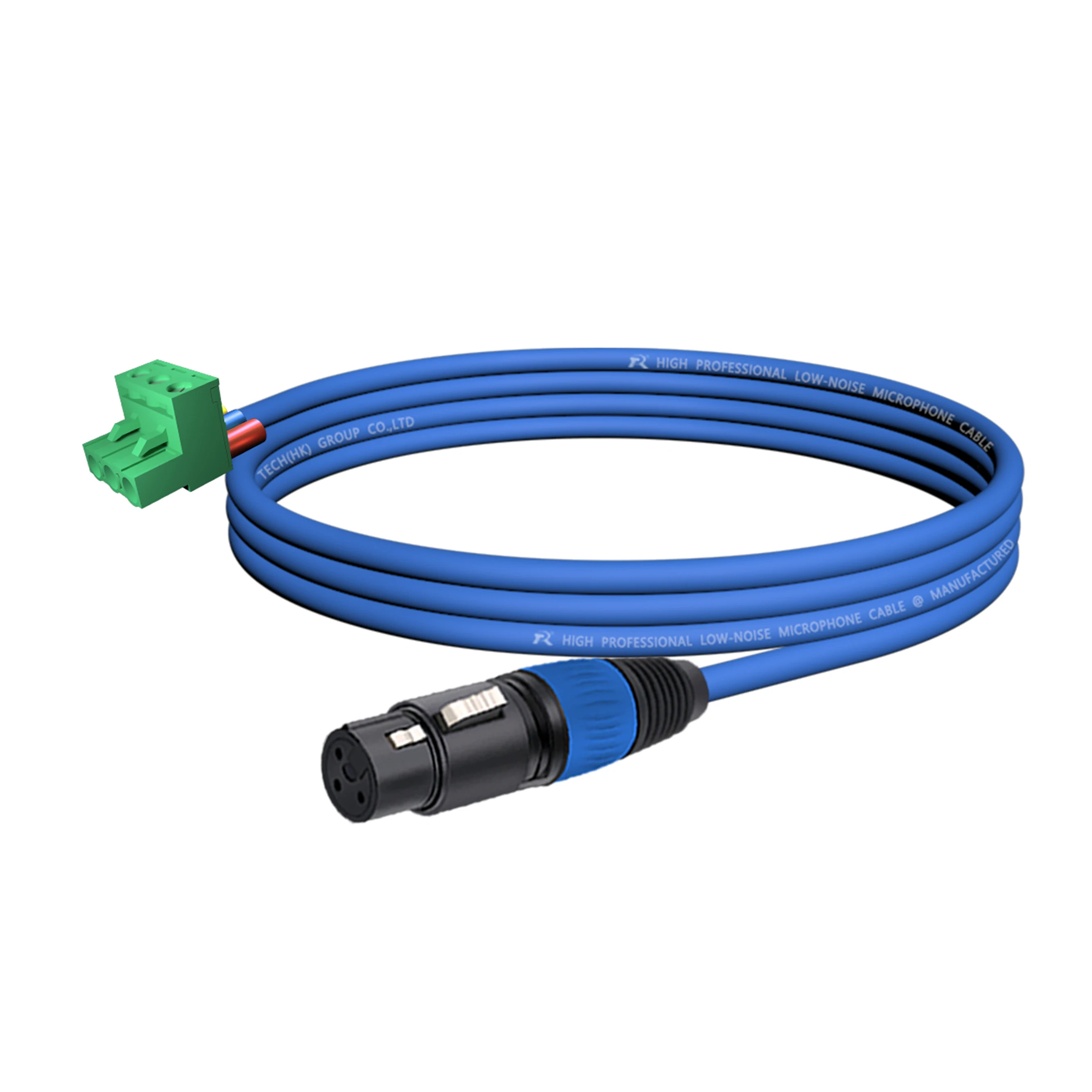 XLR-zu-PHX-Adapter, vergoldeter 3P XLR M/F zu PHX3M/2EDG 5.08 PCB Schraubklemmen-Anschlusskabel, gerändelter Endgriff, spiralförmiges Design – Detail 10