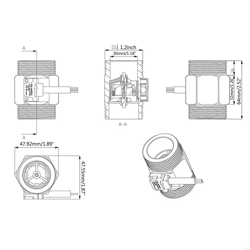 1.25-inch Water- Flowmeter Water Control Stainless Steel 5-24VDC Used for Water Heater Farm