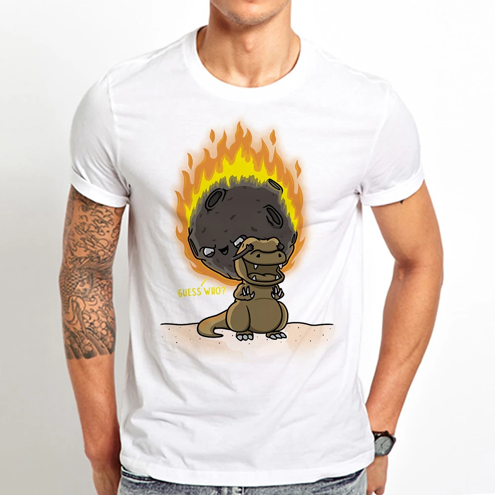 Астероид planetoid и динозавры, смешная женская футболка с коротким рукавом и круглым вырезом, Мужская футболка унисекс, дышащая уличная одежда