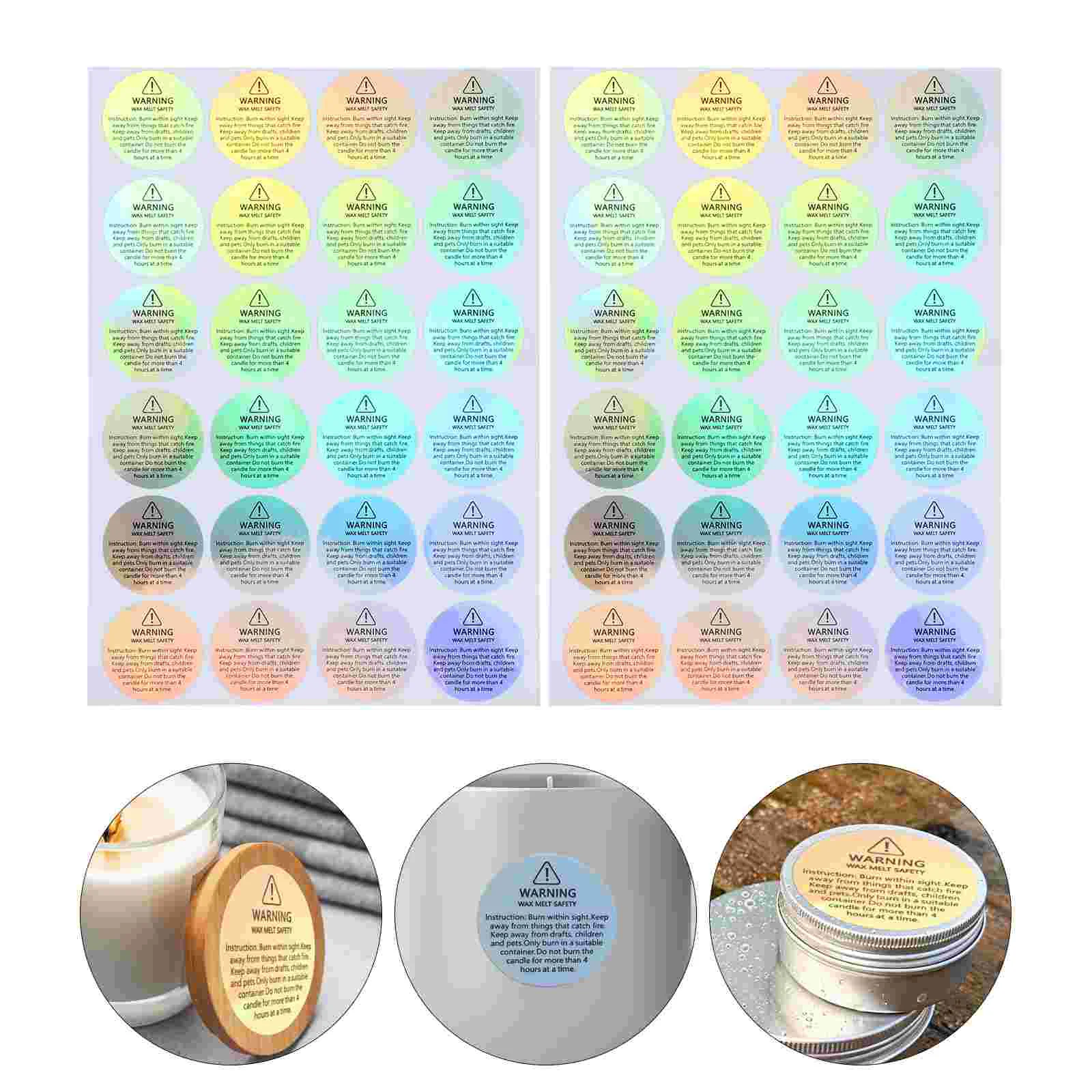 

10 Sheets Removable Sticker Wax Melt Safety Stickers Round Circles Warning Labels