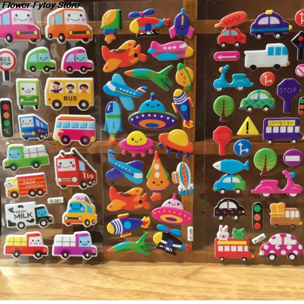 

10 Sheets/lot 3D Cartoon Cute Animals Zoo 3D Stickers Children girls boys PVC Stickers Bubble Stickers Fashion Brand Kids Toys