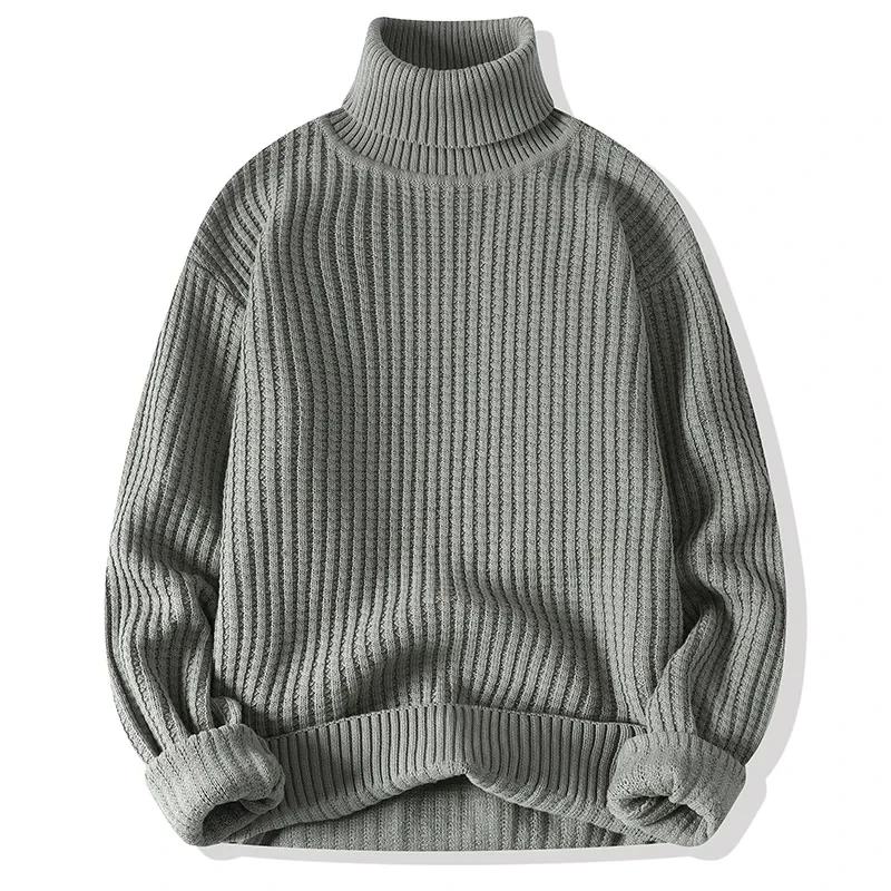 

2023 Autumn Winter Mens Sweater Turtleneck Pullover Men Solid Color Knit Sweater Korean Version of Casual Thickening Pull Jumper