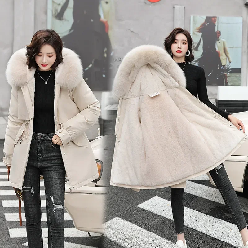 

Winter Jacket Women 2024 Parkas Long Coat Wool Liner Hooded Parka Big Fur Collar Warm Female Casacos De Inverno Feminino