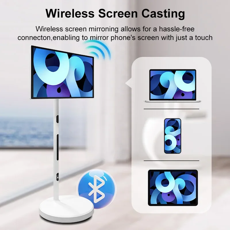 Vertical Display 27 32 Inch Portable Mobile Tv 5 or 9h Battery Life Interactive Touch Screen Tv Smart Television with Wheels