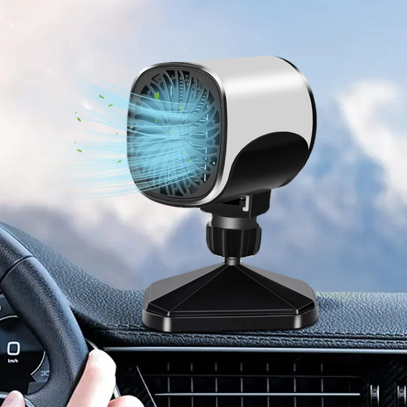 Ανεμιστήρας θέρμανσης αυτοκινήτου Ανεμιστήρας θέρμανσης Μίνι φορητός αποψύκτης παρμπρίζ Αποθάμβωση γρήγορης θέρμανσης Ανεμιστήρες αυτοκινήτου Περιστρεφόμενοι 360 μοίρες 12V / 24V_voghion.com