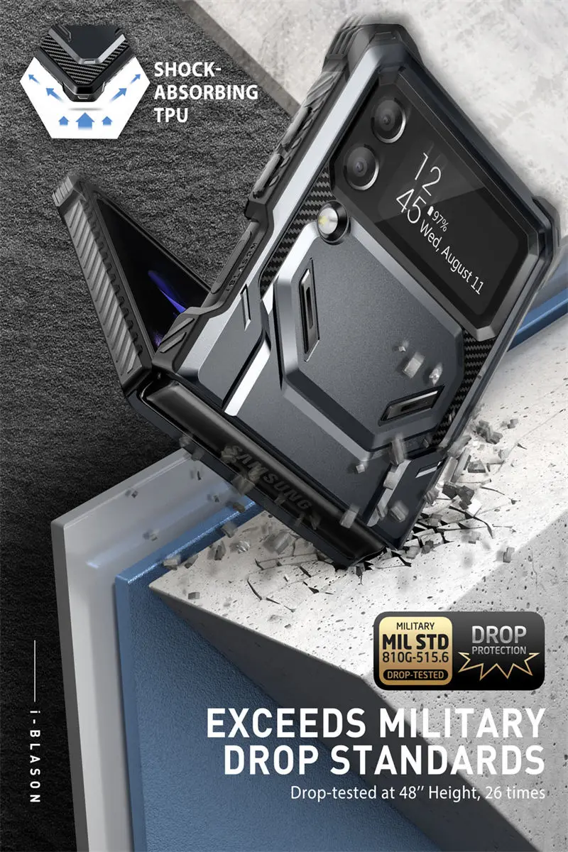 I-BLASON For Samsung Galaxy Z Flip 4 Case 2022 Armorbox Full Body Heavy Duty Shock Reduction Case with Built-in Screen Protector