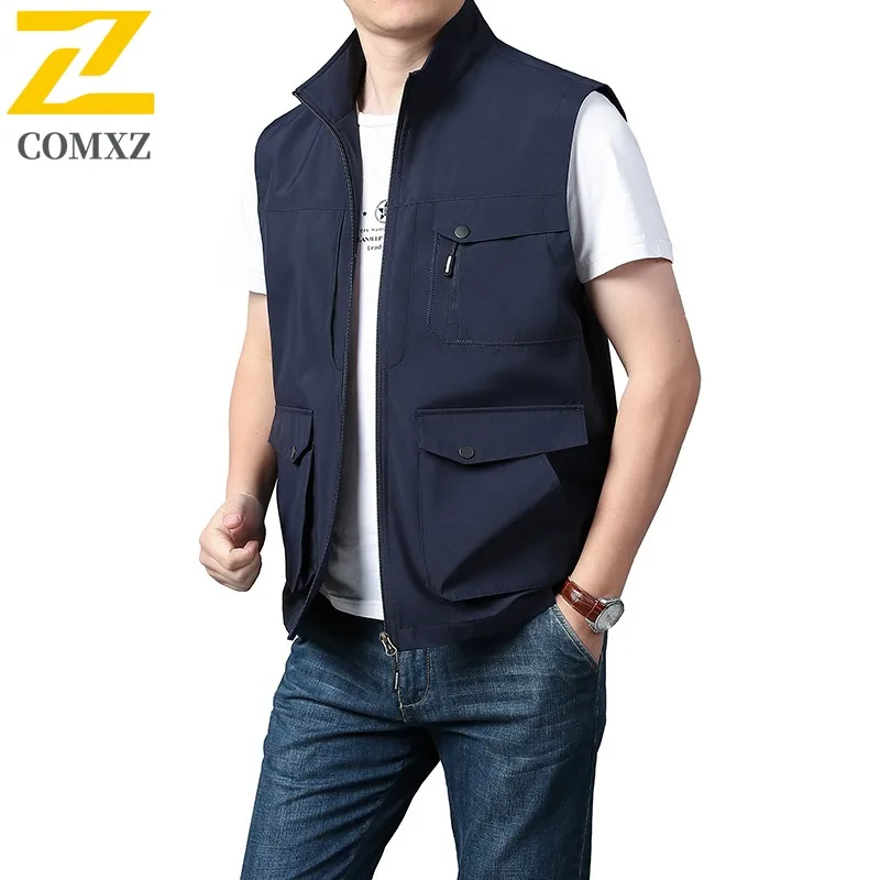 Men's Outdoor Multi-Pocket Work Vest Fishing Photography Tactical Sleeveless Jacket Lightweight Breathable Casual Spring Autumn