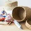 Weaving Snack Storage Box Jute Sundries Storage Baskets With Lids Wardrobe Table Round Gift Box Wicker Seagrass Flower Pot 3