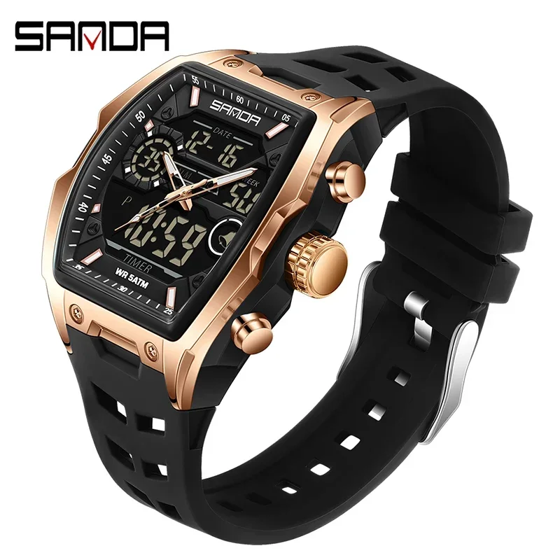 SANDA Men's Sports LED Analog Digital Chronograph Watch