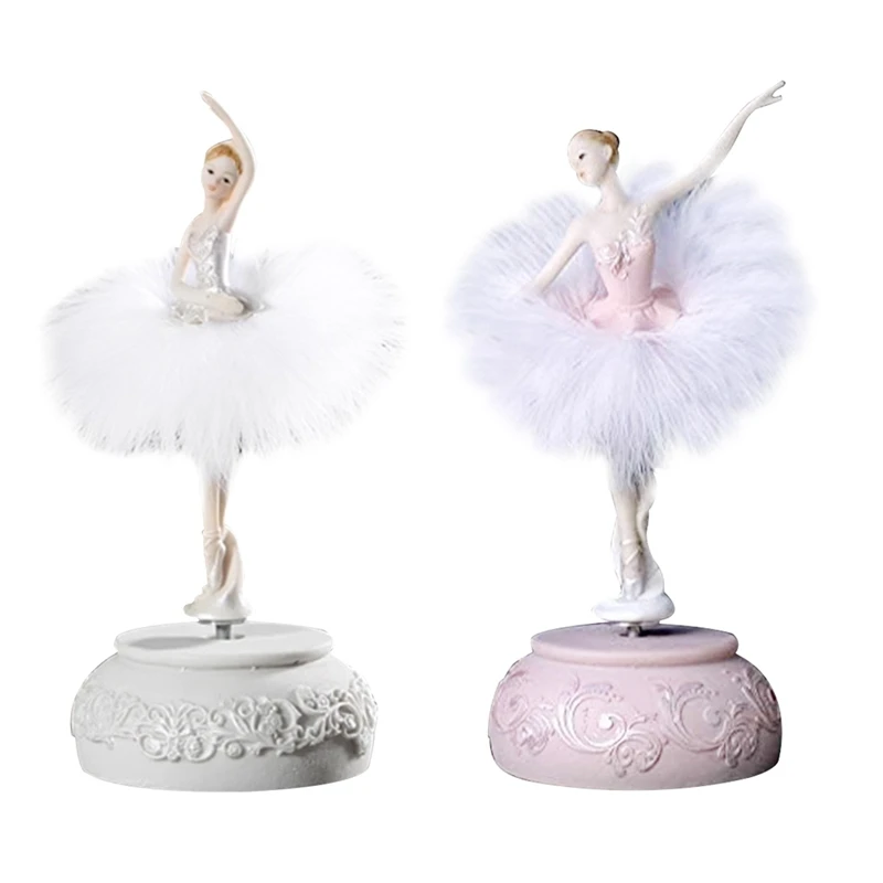 

Feather Skirt Rotating Music Box Figurine, Manual Control Dancing Girl Musical Box For Girls