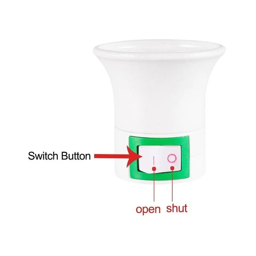 LED E27 220V 6A Light Male Socket to EU US Type Plug Adapter Converter for Bulb Lamp Holder With ON/OFF Button