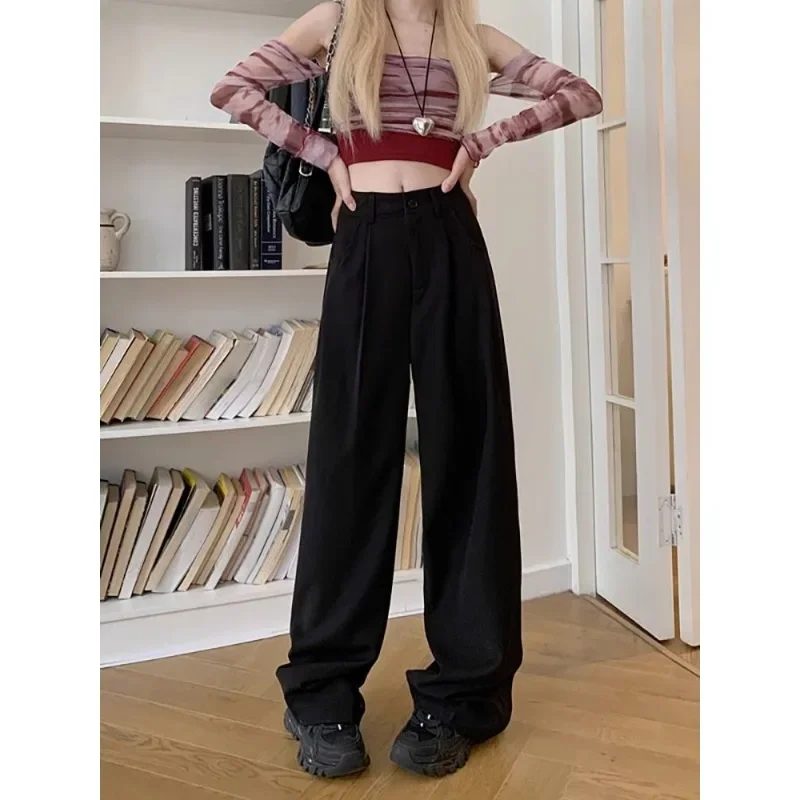 Deeptown Brown Suit Pants Women Autumn Wide Baggy Casual Korean Fashion Vintage Elegant Office Ladies Trousers Harajuku Slacks