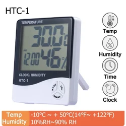 Digital Temperature and Humidity Meter with LCD Display and Clock (HTC-1)
