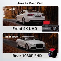 Caméra de tableau de bord Ultra HD, enregistrement en boucle 4K, surveillance du stationnement 24H en option, Vision nocturne 1080P, caméra arrière, prend en charge le contrôle par application WiFi 2