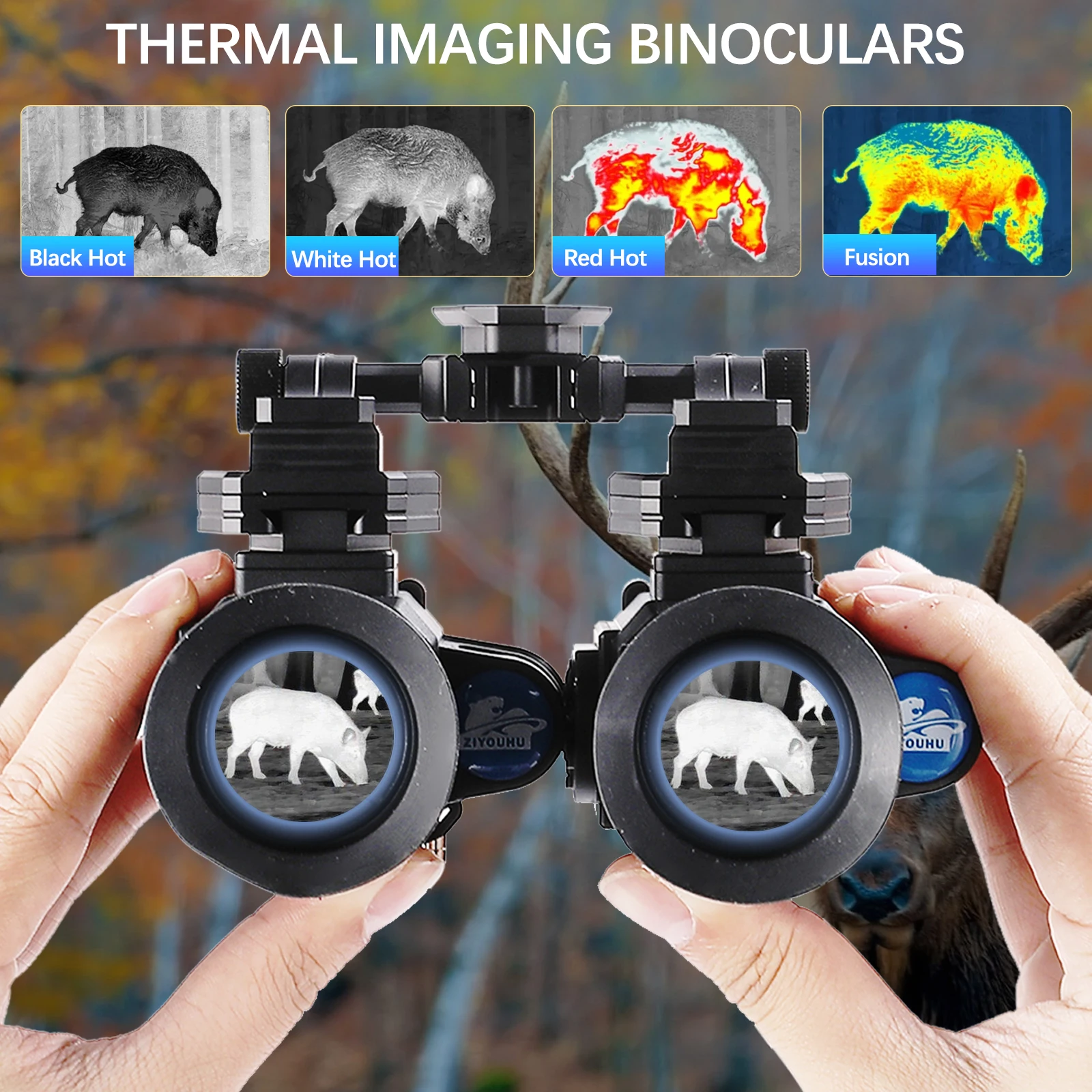 TU120A Binocular Infrared Hunting 8x Magnification Riflescope Removable Cross Cursor Helmet Head Mounted Thermal Imaging Scope