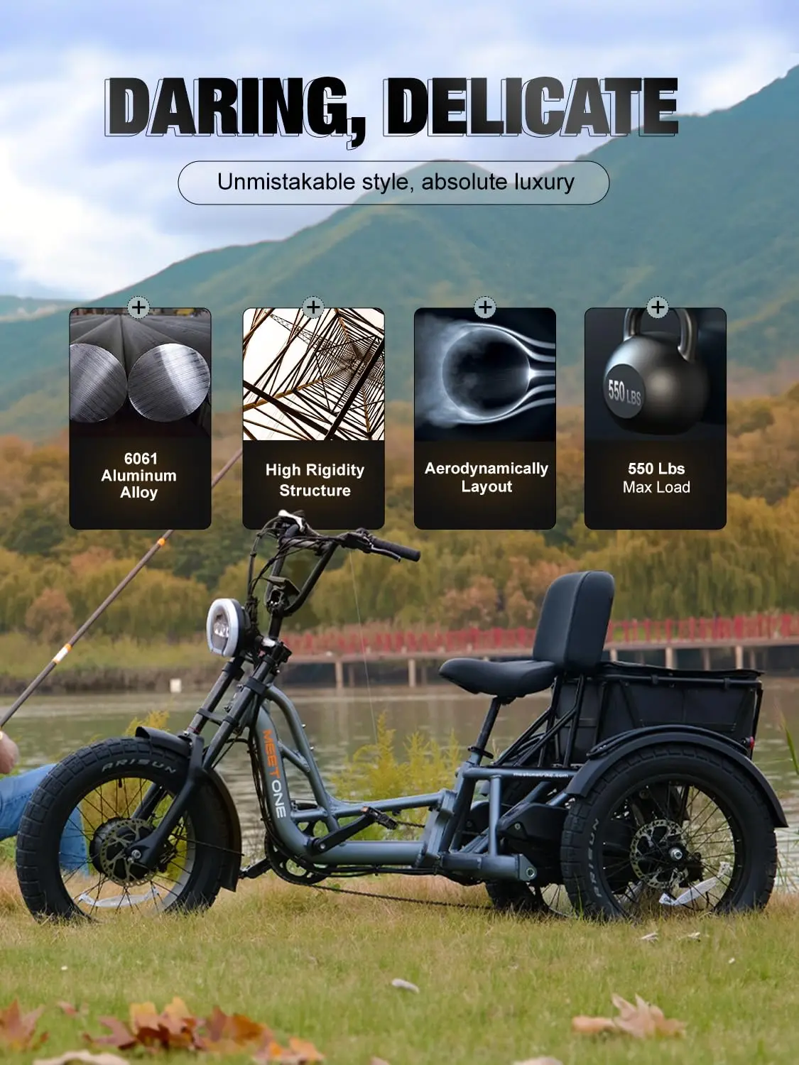 Meetone 1500W48V30AH Adult electric tricycles Electric Tricycle 3 Wheels Electric Vehicle High Endurance Strong Power E-trike