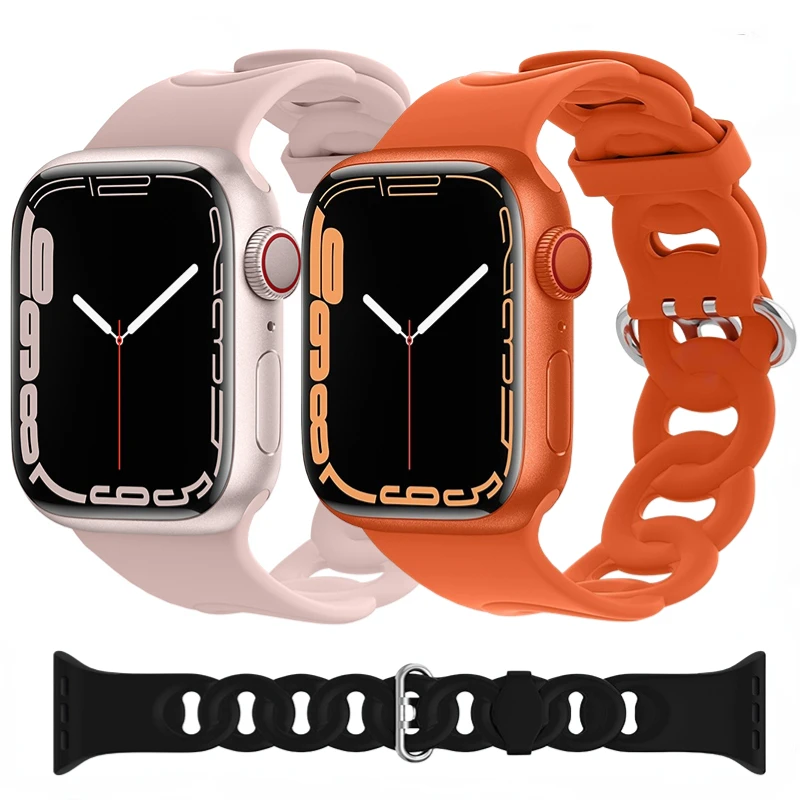 

Ремешок силиконовый для Apple Watch, полый браслет для iWatch Ultra 8 7 6 5 4 3 SE, 45 мм 41 мм 49 мм 44 мм 40 мм 42 мм