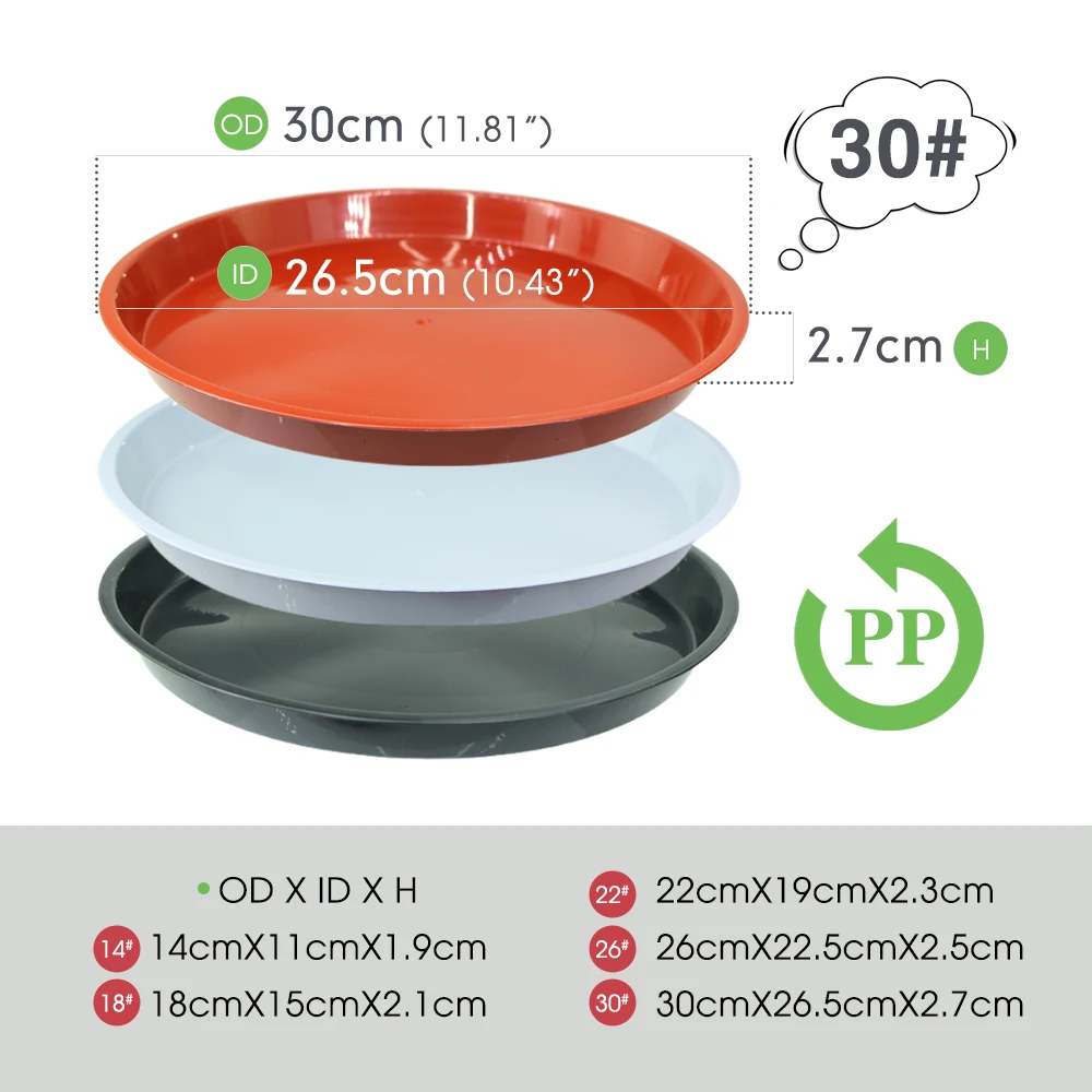 Plant saucer Plastic plant saucer 3-5PC Durable Plastic plant saucer 14-30cm Round Drip plant tray Flower pot Indoor outdoor Home garden supply