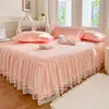 Elegant Lace Bed Sheet Skirt Queen/King Size Girls Bed Cover Solid Color Bedspread Non-slip Mattress Cover Pillowcase Need Order 1