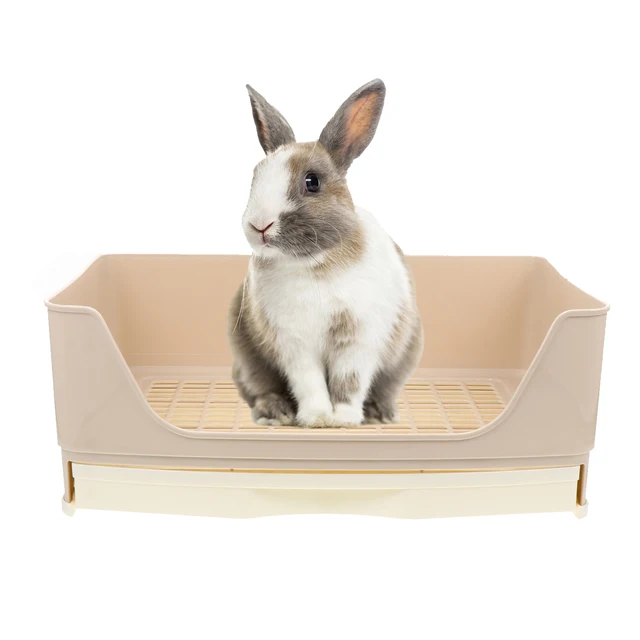 Rabbit Potty Box with Drawer Large Corner Litter Pan Pet Toilet Tray for Hamster Guinea Pig Ferret Bunny Reptile Small Animal 6