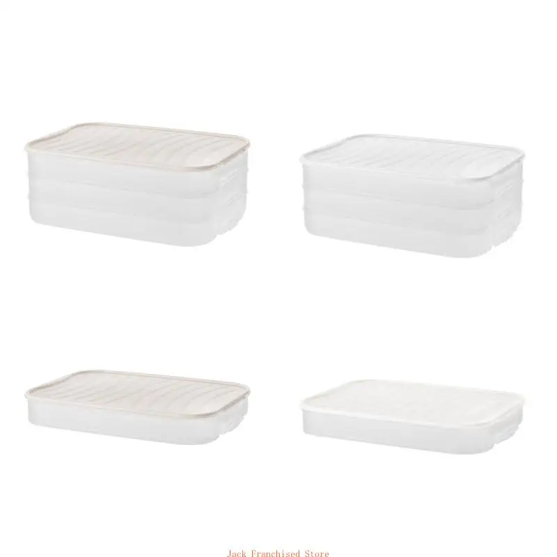 

1/3 Layers Dumpling Box with Lid Stackable Plastic Sealed Storage Container