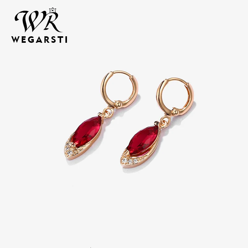 WEGARASTI Silver 925 Jewelry Earrings Ruby Fine Jewelry Classic Vintage Earring Party Pomegranate Sterling silver Red Earrings