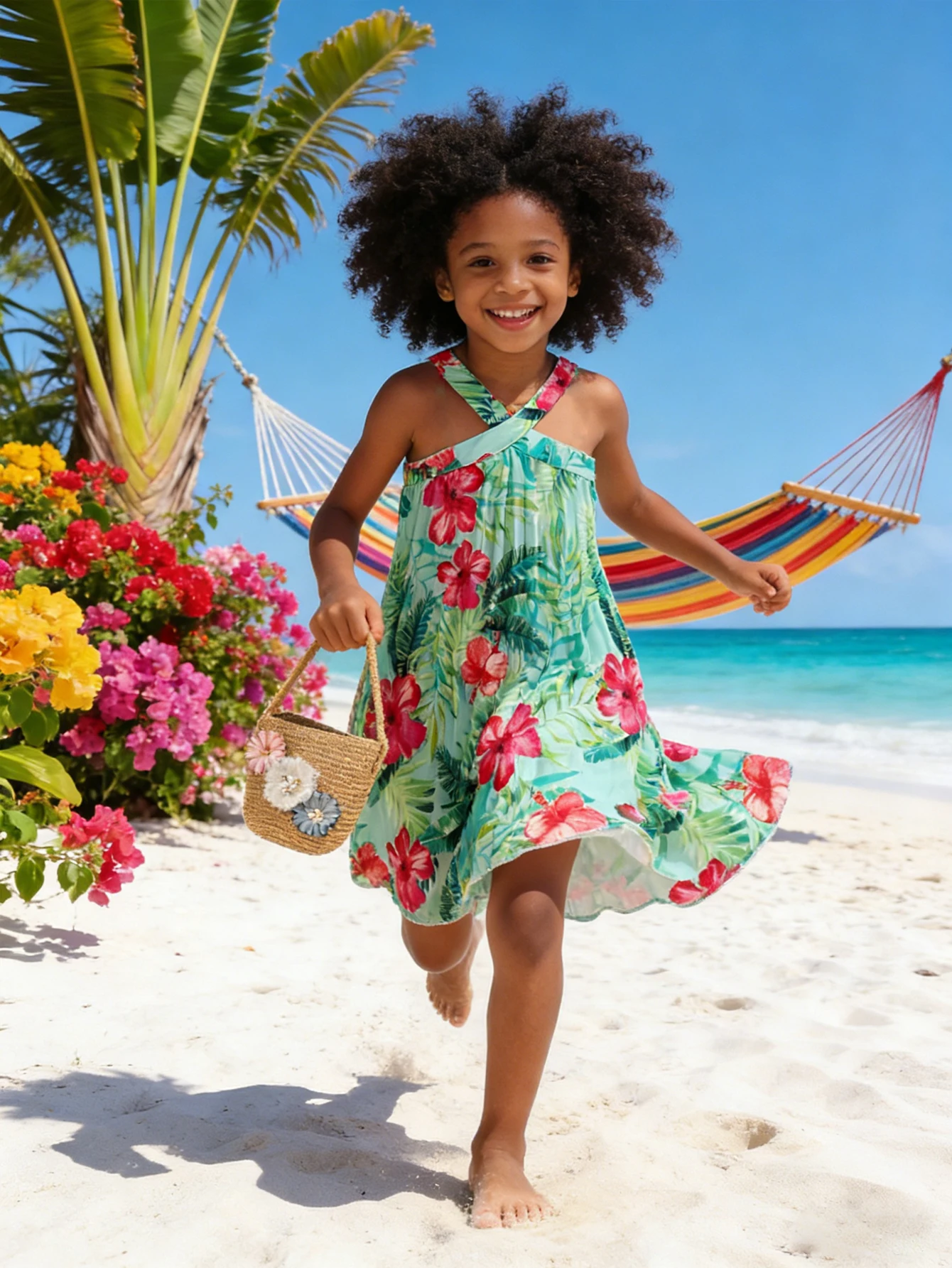 Girls Tropical Strap Dress 1