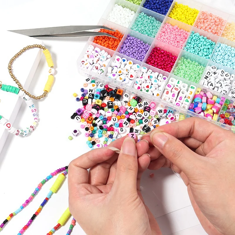 Alphabet Bead Box Beaded Keychain Kit With Accessories DIY Materials For DIY Keychain Bracelet Making Kit
