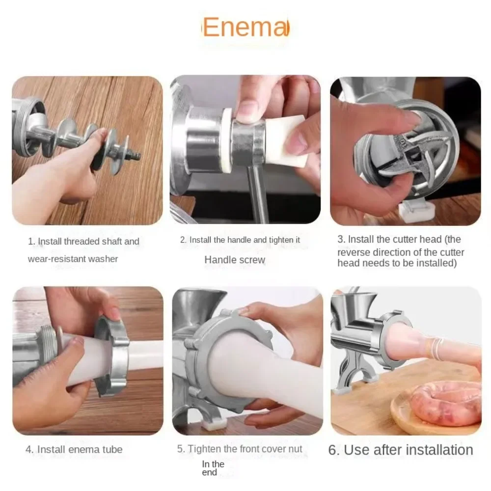 Description Picture 4 of itemAdjustable Heavy Duty Meat Mincer Grinder Hand Operated Manual Kitchen Noodles Grinder Sausage Filler Fruit Beef Pasta Maker