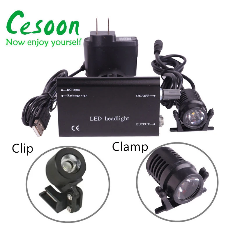 5WDentalPortableLEDHeadlightDentistsHeadlampWithGlassesClip