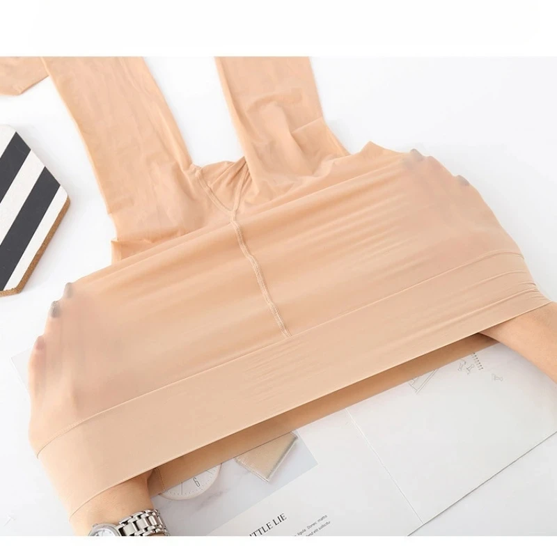 1 Paar einfarbige offene Strumpfhosen 8D glatte Strumpfhosen Ölglanzstrumpfhosen Strumpfhosen mit hoher Taille Sexy Strumpfhosen – Detail 6