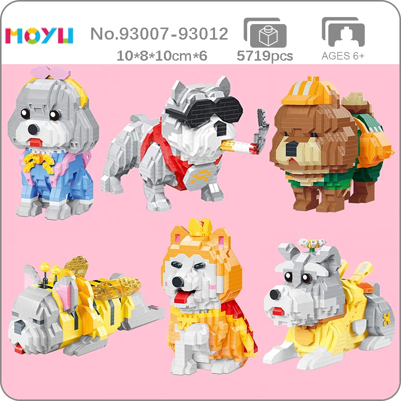 

Moyu Animal World Teddy Poodle Schnauzer Bulldog Shiba Inu Bully Pit Bull Dog Pet Mini Diamond Blocks Bricks Building Toy no Box